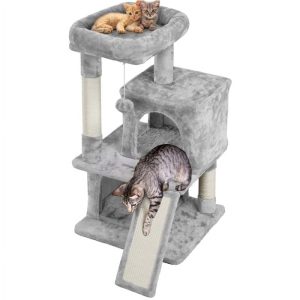 Alden Design 36" Cat Tree with Condo and Scratching Post Tower,  Dark Gray