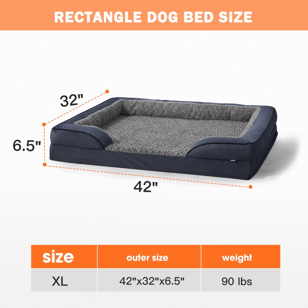 Extra Large Orthopedic Dog Bed, Waterproof Dog Couch Bed with Removable Washable Cover, Dog Sofa Bed X Large, Egg-crate Foam, Waterproof Lining, Nonskid Bottom, Gray, 42in - Image 8