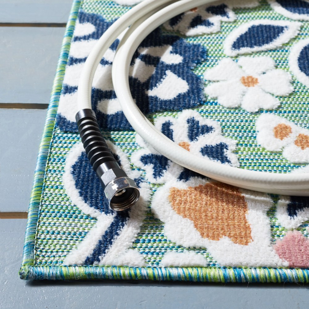 SAFAVIEH Cabana Tobias Floral Indoor/Outdoor Area Rug, Green/Navy, 5'1" x 7'6" - Image 14