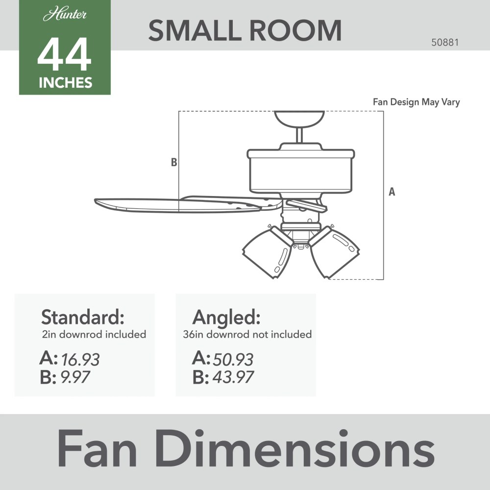 Hunter - Swanson Indoor Ceiling Fan With Light, 44-inch, New Bronze, Traditional-style, 3-speed WhisperWind Motor, 50881, for living rooms, bedrooms, home offices, kitchens - Image 4