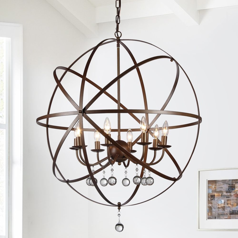 Warehouse of Tiffany Jossie 8-light Crystal 30-inch Bronze-finish Chandelier - 22" x 21" x 21" - Image 2