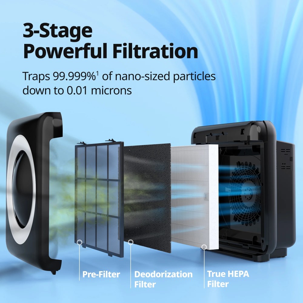 Coway Air Purifier Airmega AP-1512HH(Black) True HEPA Air Purifier with 361 Sq. Ft. Coverage, Auto&Eco Mode, Air Quality & Filter Replacement Indicator - Image 2