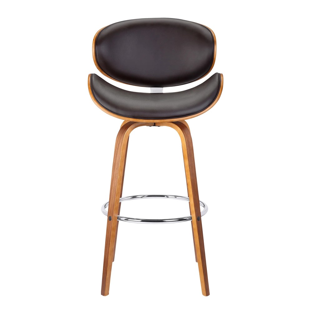 Armen Living Indoor Solstice Adjustable Black Faux Leather Swivel Barstool With Black Powder Coated Finish and Gold Accents - Image 7