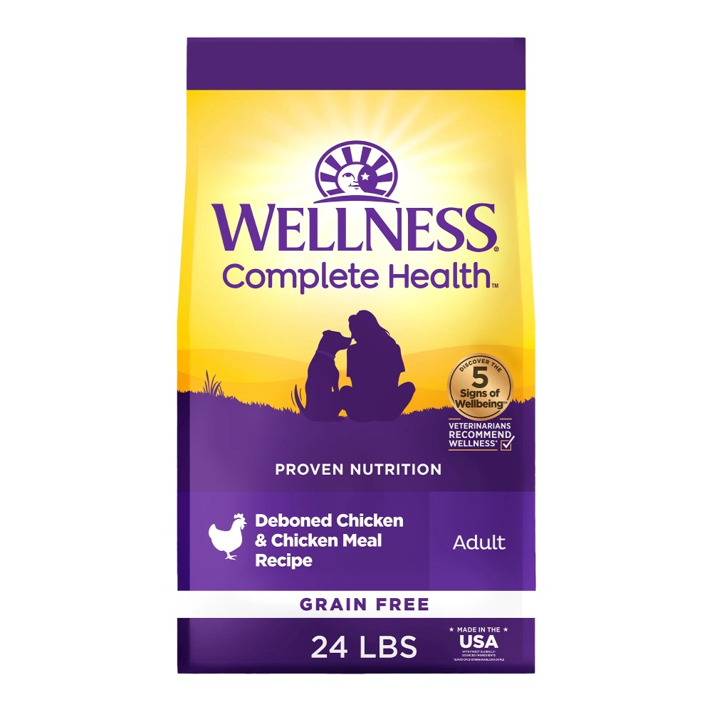 Wellness Complete Health Dry Dog Food, Grain Free, Natural, Chicken Recipe, (24-Pound Bag)