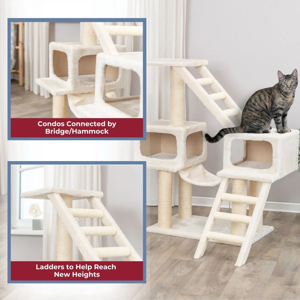 TRIXIE Malaga Sisal 3-Level 43" Cat Tree with Scratching Posts, Condos & Ladders, Beige - Image 3