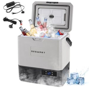 12 Volt Car Refrigerator,14QT(13.5L) Compressor Electric Cooler -4" H 68" H with Handle,Portable Freezer with APP Control,Car Fridge with 12/24V DC,220 AC for Camping,Travel,Truck,Home