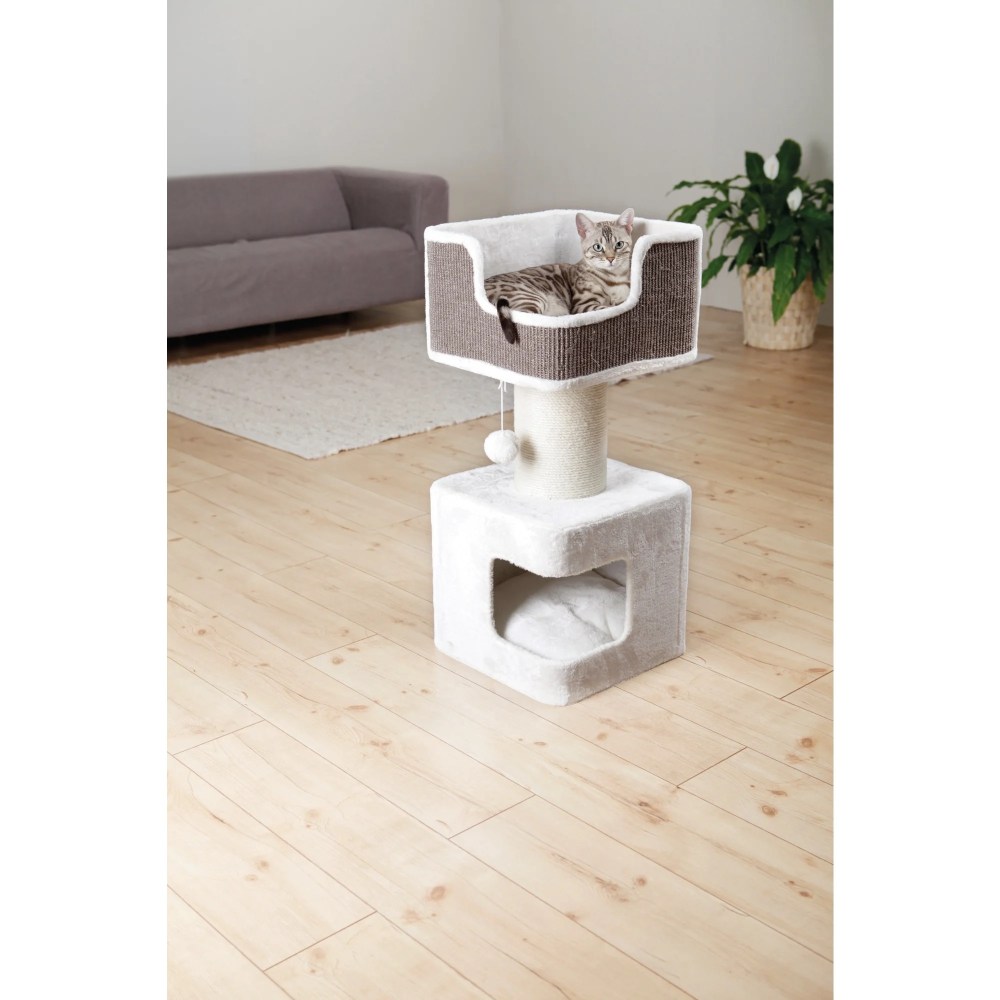 TRIXIE Ava XXL Jute & Plush 2-Level 34" Cat Tree with Scratching Post & Condo, Gray - Image 5