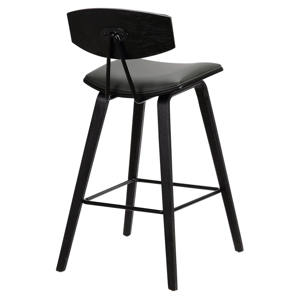 Armen Living Indoor Solstice Adjustable Black Faux Leather Swivel Barstool With Black Powder Coated Finish and Gold Accents - Image 10