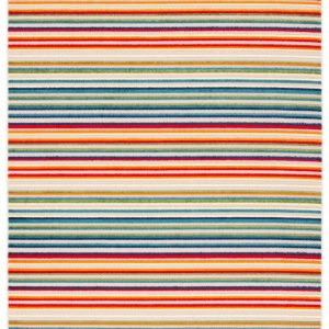 SAFAVIEH Cabana Fedelma Striped Indoor/Outdoor Area Rug,  Ivory/Green,  5'3" x 7'7"