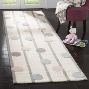 Safavieh Handmade Kids Ganka Dotted Stripe Wool Rug 2'6" x 8" 5" x 8",8" Runner Indoor,Runner,Handmade Kids Room,Dining Room,Entryway Runner