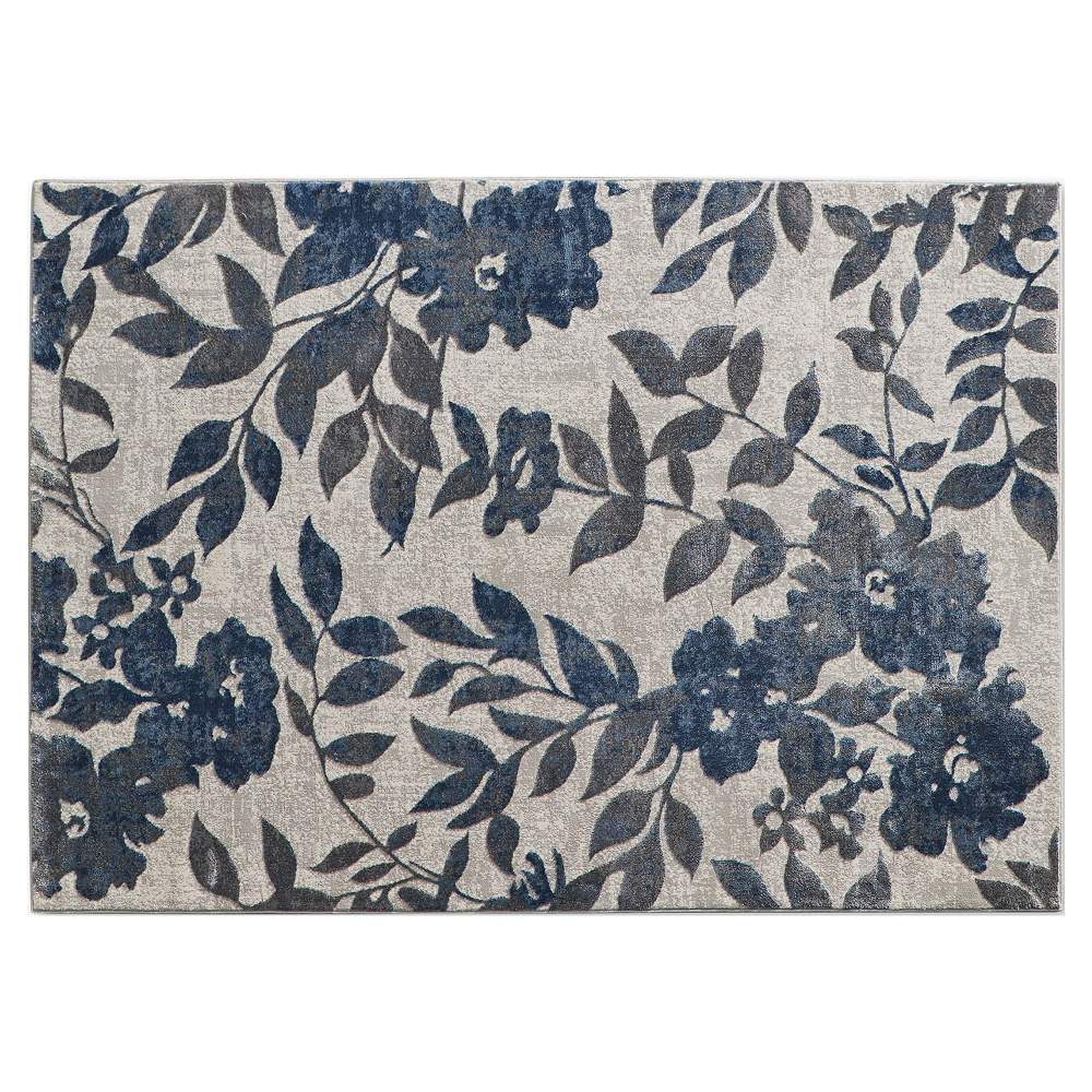 Better Homes & Gardens Blue & Gray Botanical Blooms, Indoor Area Rug, 5" x 7"