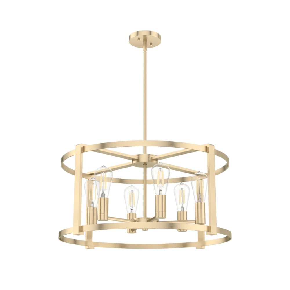Hunter - Astwood 6-light Alturas Gold, Large Chandelier, Dimmable, Caged Style, Drum Shaped, for Bedrooms, Dining, Living Rooms - 19960 - Image 6