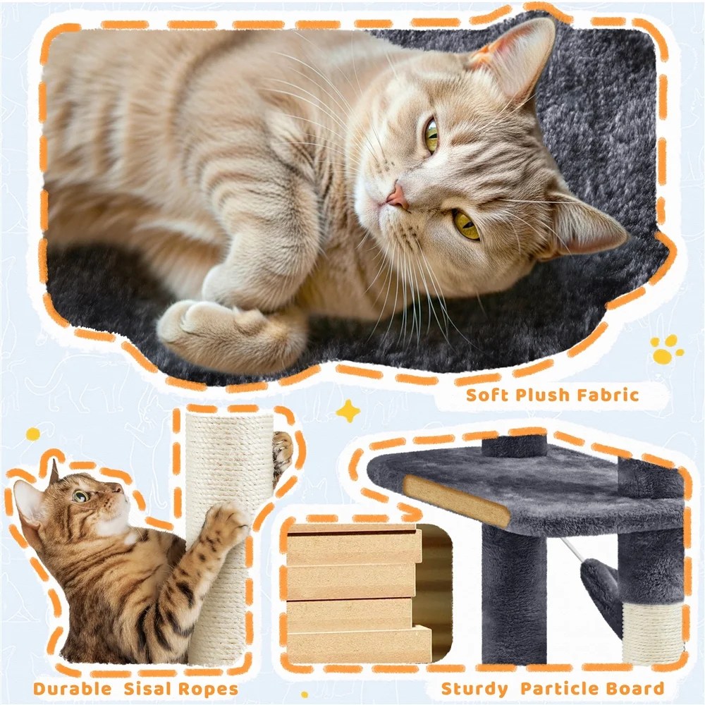 Yaheetech 82.5" H Large Cat Tree Cat Tower with Condos, Dark Gray - Image 7