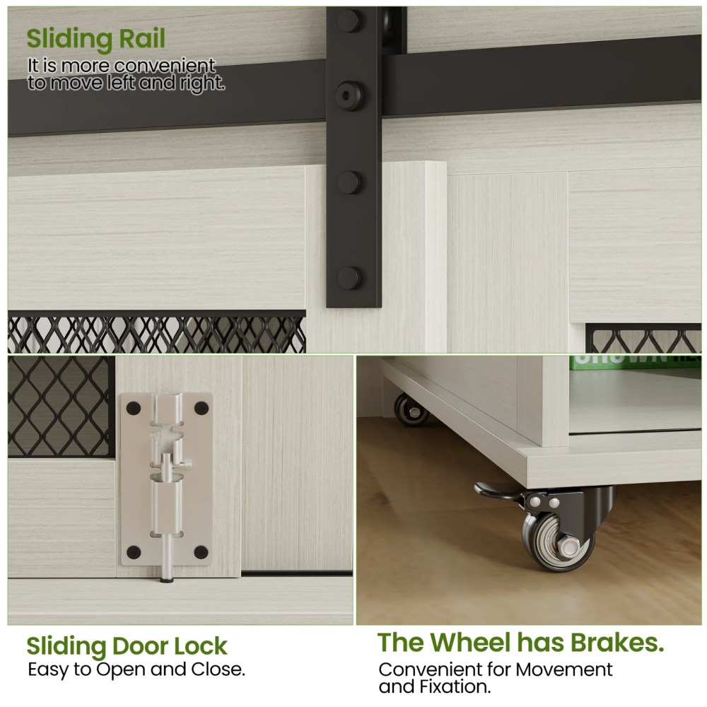 37" Stress-Free Dog Crate with Dual Access Sliding Barn Door & Flip Top Design Creates a Cozy Den for Your Pet - Image 9