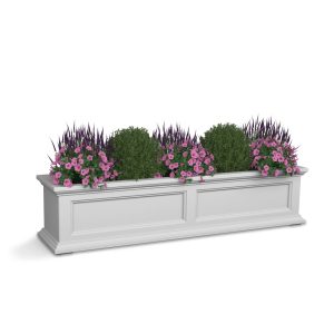 Mayne Fairfield 48" x 11" x 11" Rectangular White Self-Watering Plastic Window Box Planter