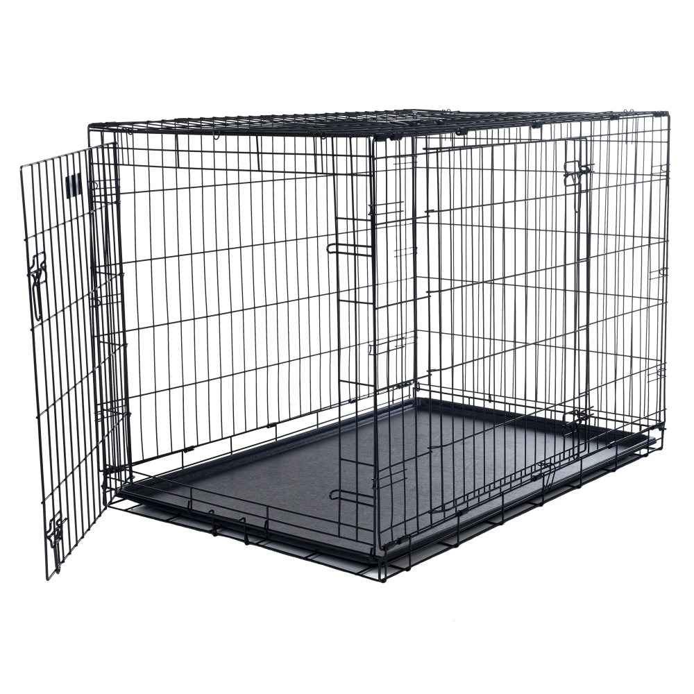 36-inch Dog Crate - Double Door Pet Kennel with Divider Panel - Foldable Dog Cage with Carry Handle for Portability and Storage by PETMAKER (Black) - Image 2