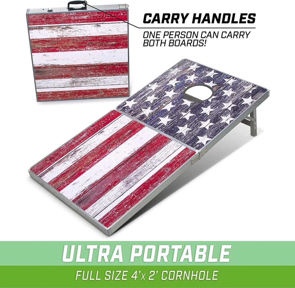 GoSports LED American Flag Cornhole Set, Regulation Size, Aluminum Frame - Image 2