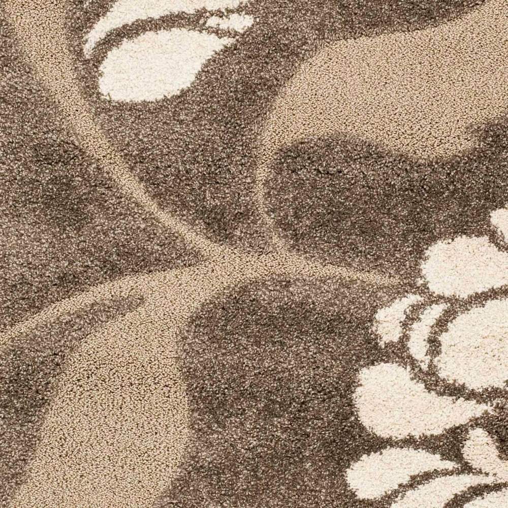 SAFAVIEH Florida Teodor Floral Shag Area Rug, Smoke/Beige, 5" x 5" Square - Image 5