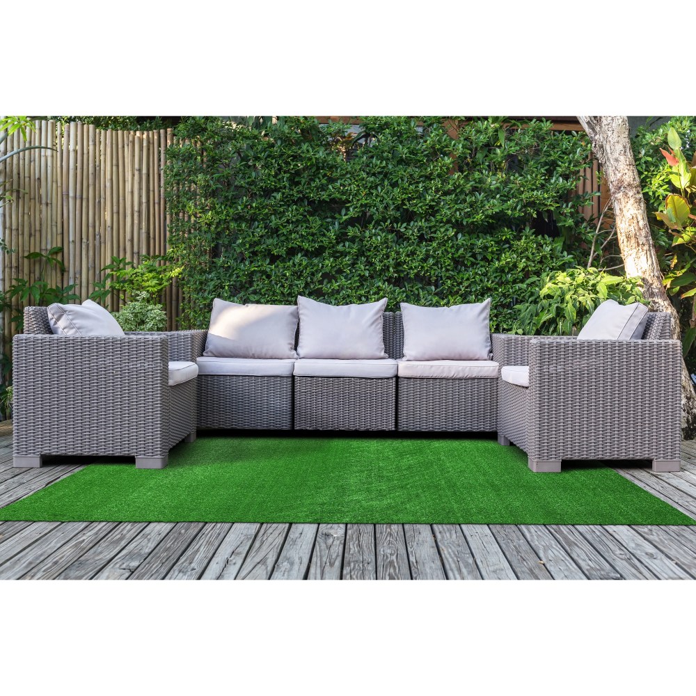 Garland Rug Artificial Grass Green Indoor/Outdoor Area Rug, 9" x 12" - Image 2