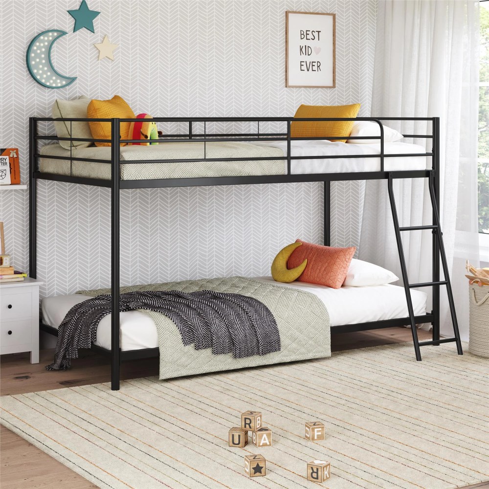 Mainstays Small Spaces Twin-over-Twin Low Profile Junior Bunk Bed, Black - Image 13