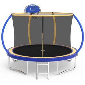 10 FT Trampoline for Kids with Basketball Hoop,  SEGMART Upgraded Kids Outdoor Trampoline with Enclosure Net and Ladder,  Heavy Duty Round Recreational Trampoline for Indoor Outdoor Backyard