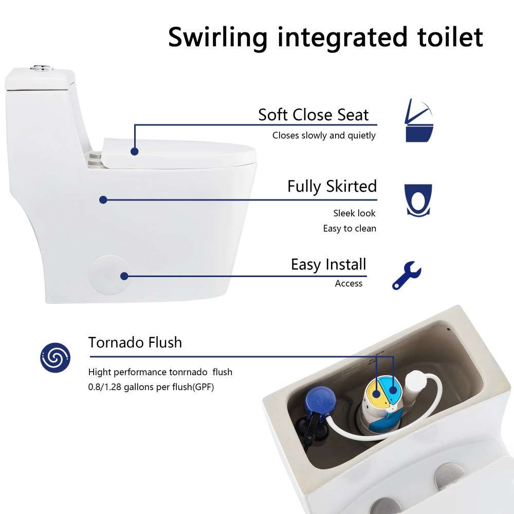 DeerValley Prism DV-1F52636 Dual-Flush Elongated One-Piece Toilet with Glazed Surface (Seat Included) - Image 6