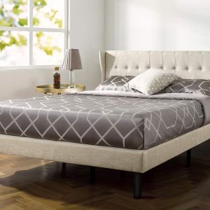 Zinus Athena 45" Upholstered Platform Bed with Wingback Headboard,Full