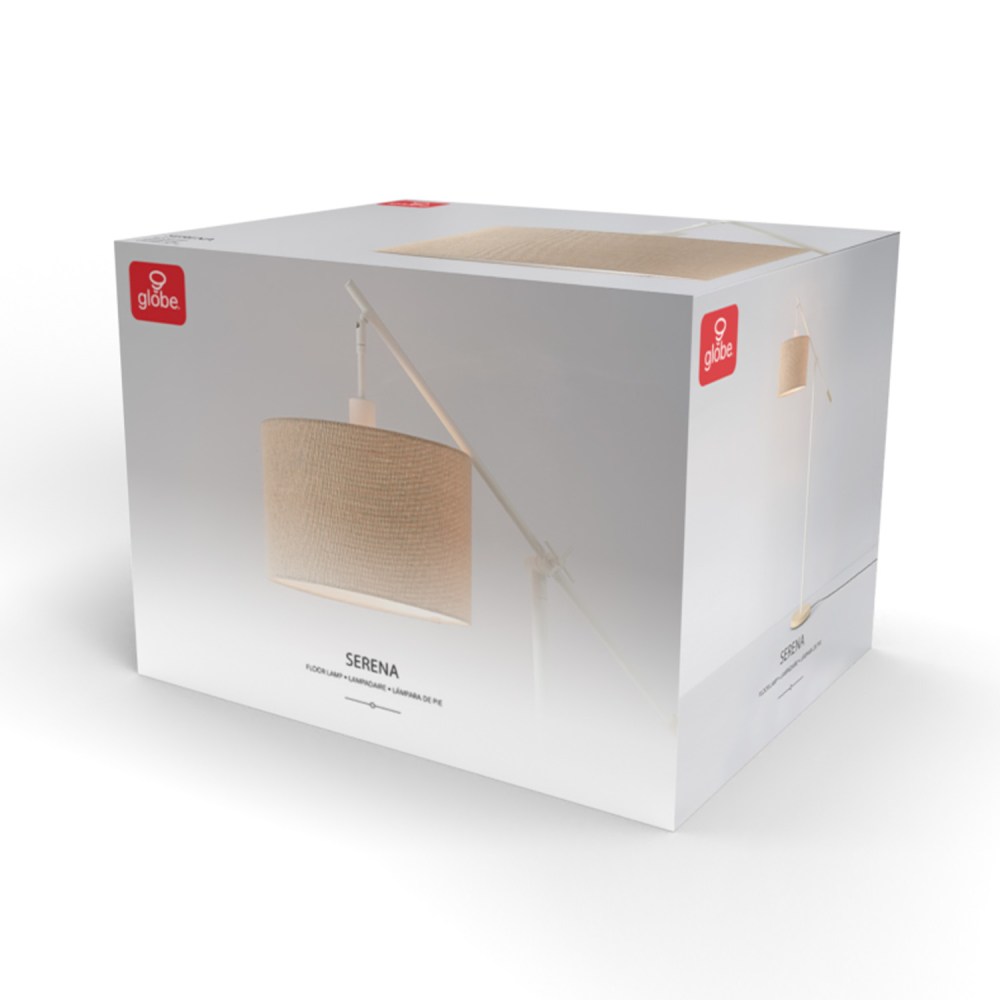 Globe Electric Serena 66" Matte White Dimmable Floor Lamp with Jute Shade, 91004429 - Image 4