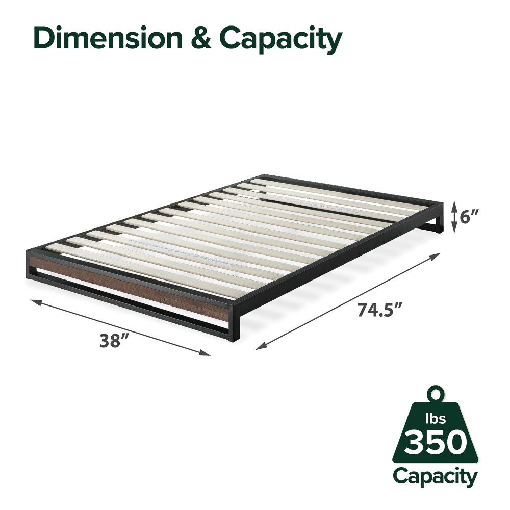 Zinus Good Design Winner Suzanne 6" Bamboo and Metal Platform Bed - Grey Wash, Twin - Image 5