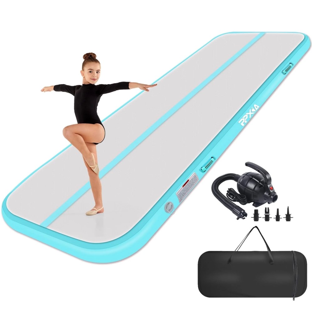 Air mat Tumble Track 10ft 13ft 16ft 20ft Gymnastics Inflatable Tumbling mat 4in 8in Thickness for kids Home Use Gym Yoga Training Cheerleading with Electric Air Pump Carry Bag
