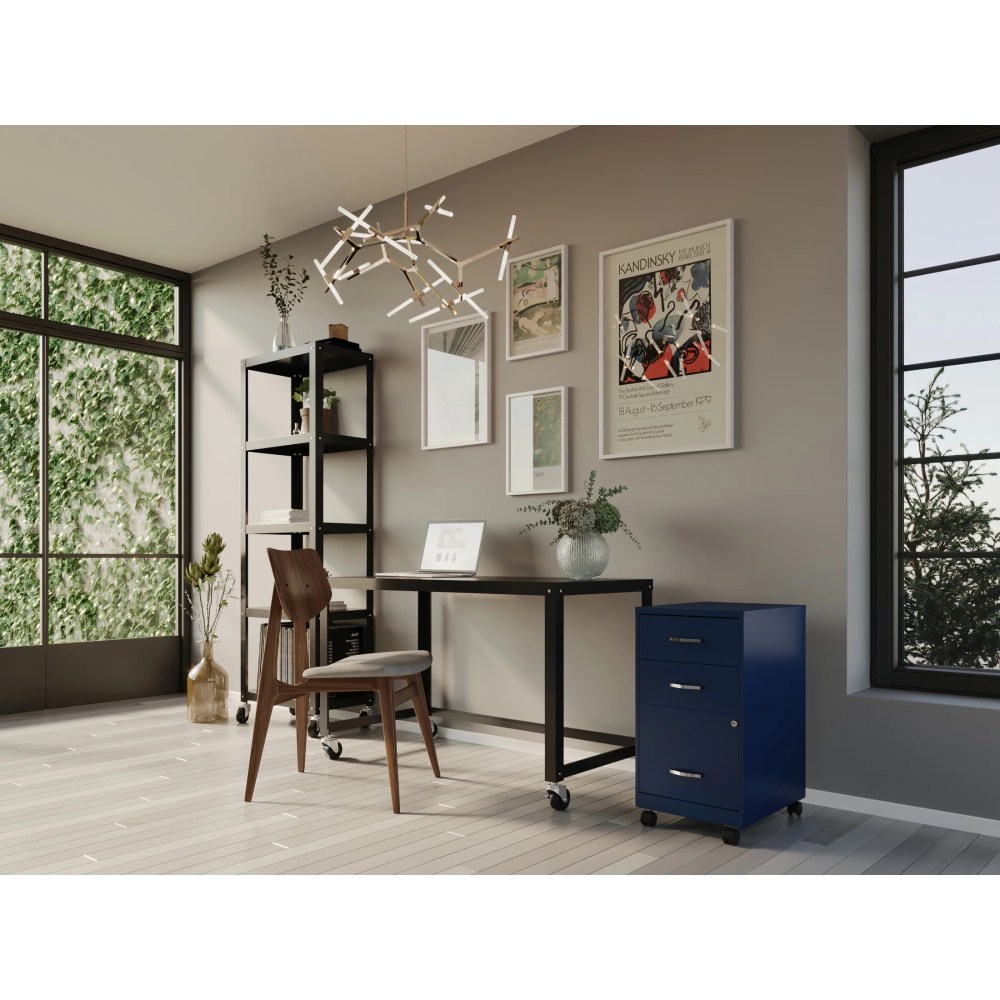Space Solutions 18" Deep 3 Drawer Mobile Letter Width Vertical File Cabinet, Navy - Image 11