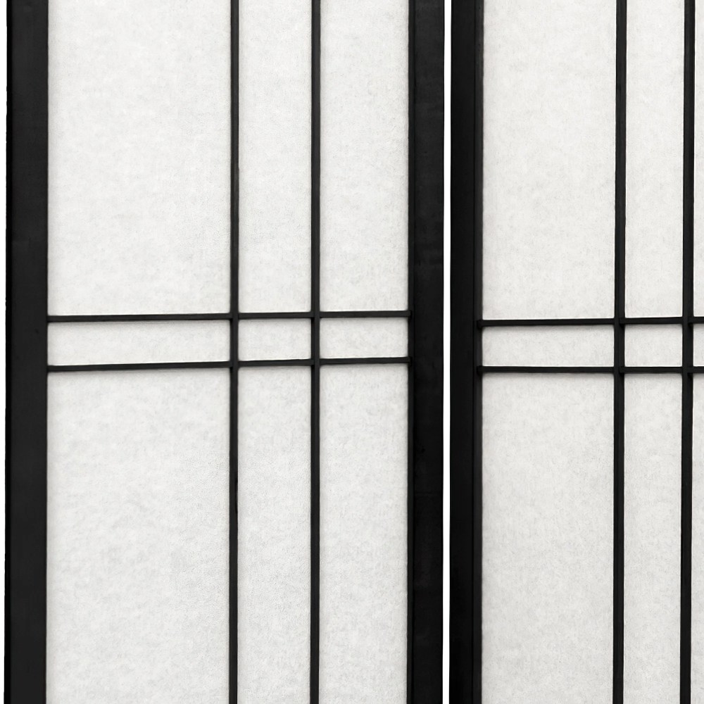 Red Lantern 7 ft. Tall Eudes Shoji Screen - Black - 4 Panels - Image 2