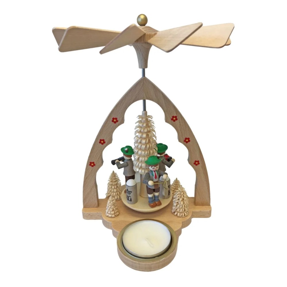 Alexander Taron 8.5" Richard Glaesser Bavarian Band Pyramid Tea Light Candle Holder