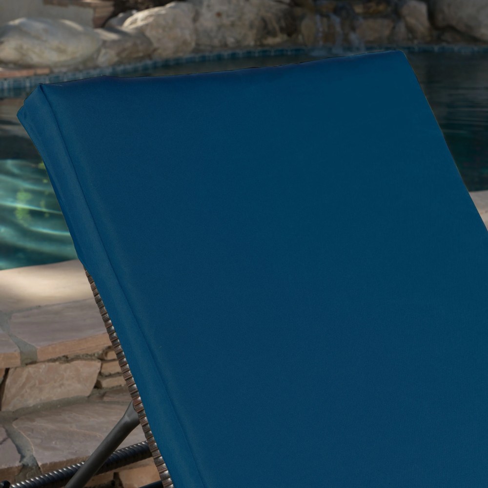 Lilyana Outdoor Water Resistant Chaise Lounge Cushion, Set of 2, Blue - Image 2