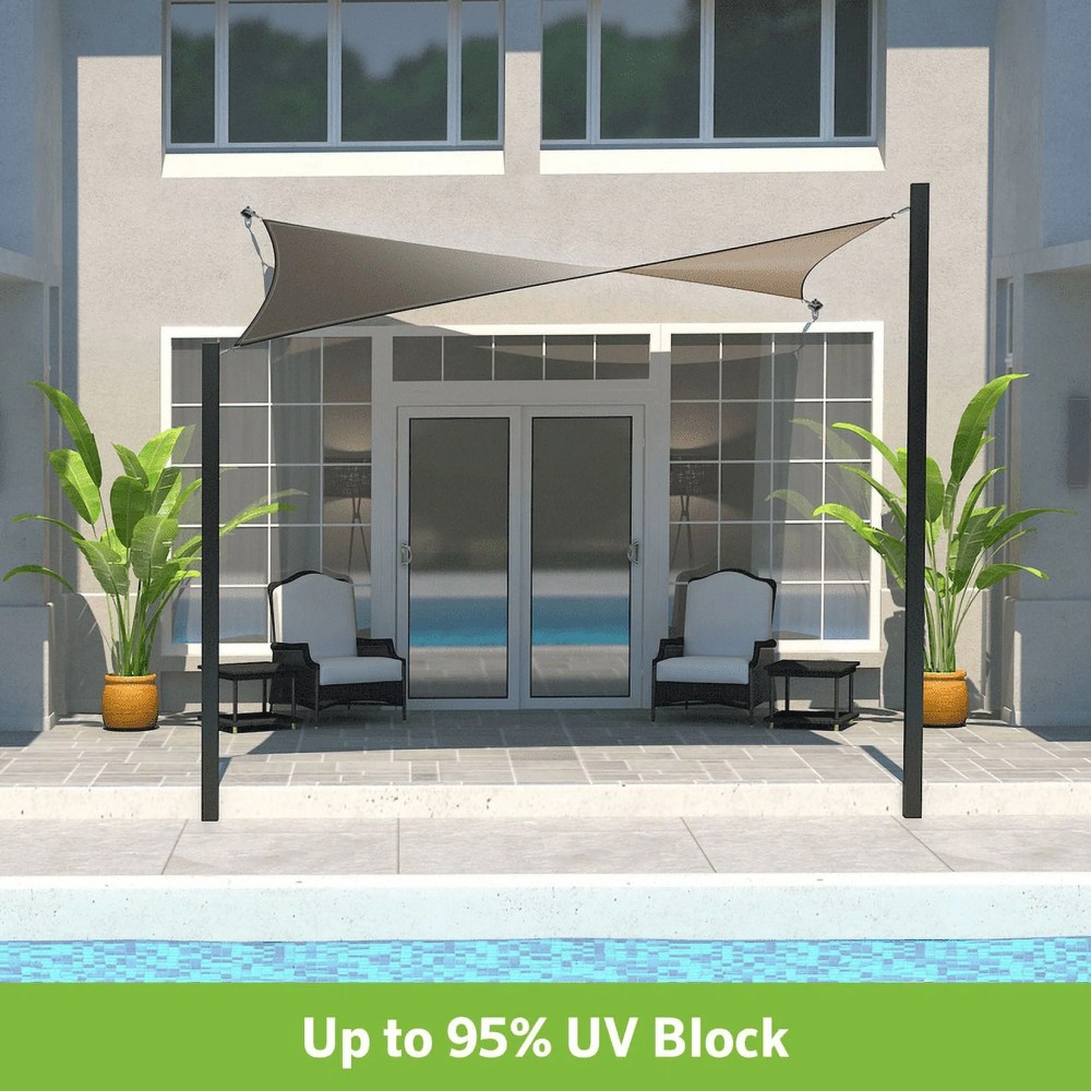 Coolaroo Outdoor DualShade Sun Sail and Hardware Kit, 95 UV Block Protection, 12" Square Cobblestone - Image 6