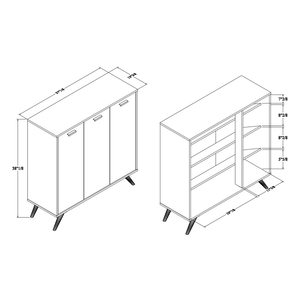 Baxton Studio Kelson Modern and Contemporary Dark Grey and Gold Finished Wood 3-Door Shoe Cabinet - Image 11
