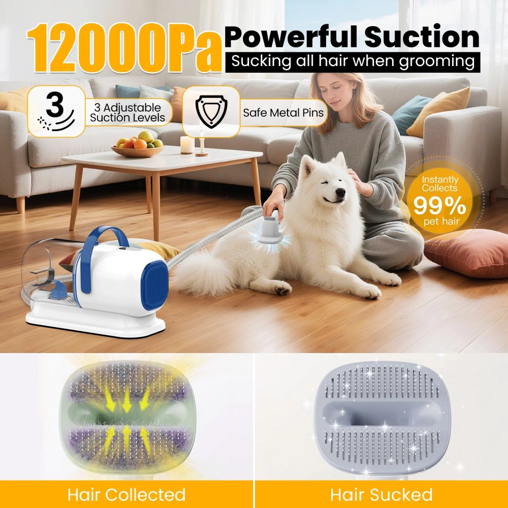 AIRROBO GP04 Dog Grooming Kit, 5 Grooming Tools, Pet Grooming Vacuum, Dog Clippers Kit, Low noise - Image 2