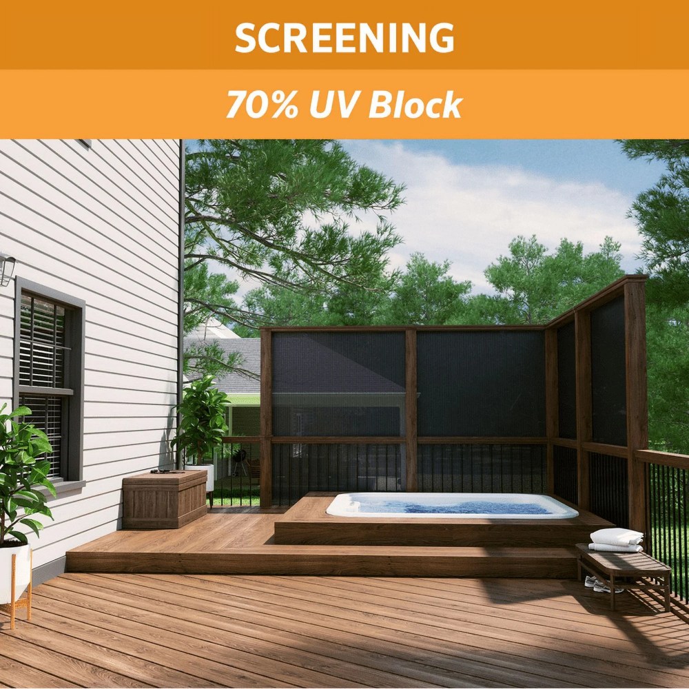 Coolaroo Privacy Screen Shade Fabric with 70 UV Block Protection for Fence, Carports, Balcony, Wind Block, Car Protection, 6" x 100", Black