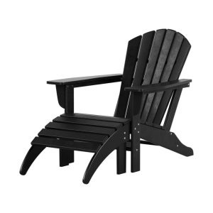 Westin Outdoor Adirondack Patio Chair with Ottoman Footrest,Black