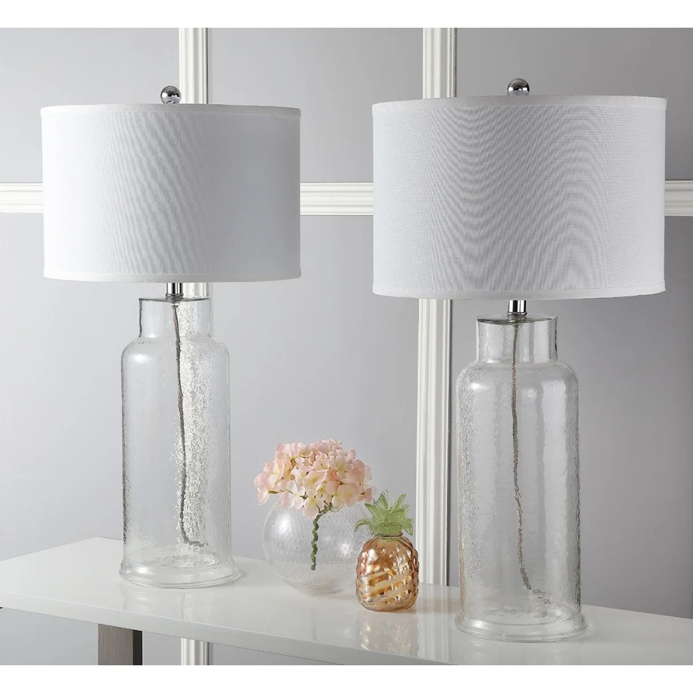 SAFAVIEH 29 in. H Sea Glass Bottle Table Lamp, Clear, Set of 2 - Image 7