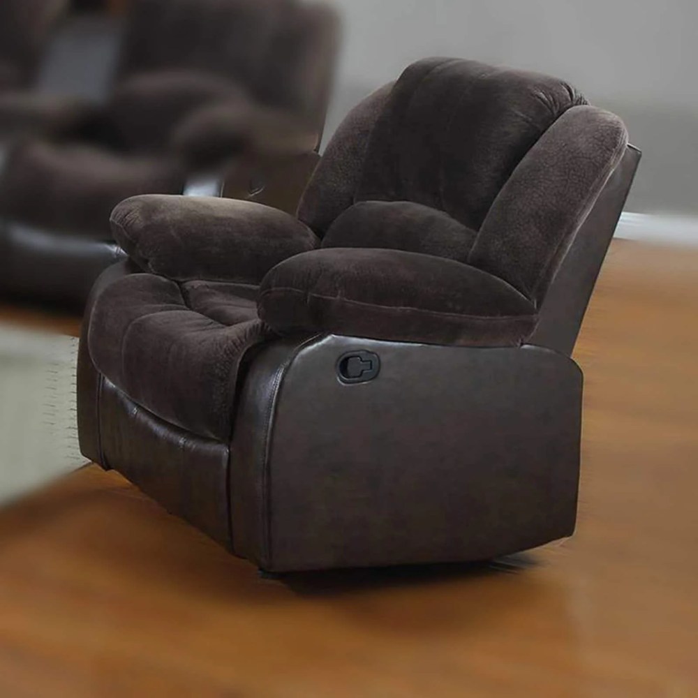 Nathaniel Home Champion Manual Single Reclining Sofa, PU Leather Upholstered Couch, Tufted Recliner, Plush Scoop Seating, for Living Room Home Theater, Beige - Image 5