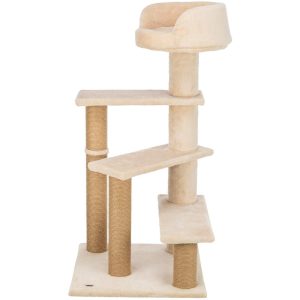 TRIXIE Tulia Senior Plush & Sisal 4-Level 40.2" Cat Tree,  Scratching Posts & Bed,  Beige