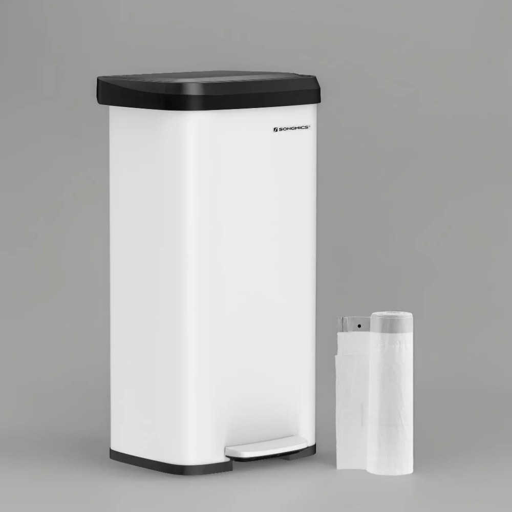 18 Gallon Kitchen Trash Can,Stainless Steel Garbage Can,Recycle Bin,White