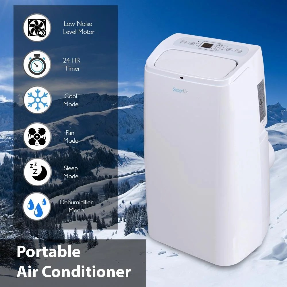 SereneLife SLPAC12 - Portable Air Conditioner - Compact Home AC Cooling Unit with Built-in Dehumidifier & Fan Modes, Includes Window Mount Kit (12, 000 BTU) - Image 3