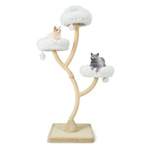 Gymax Cat Tree Tower 70" Multi-Level Kitten Activity Center w/ 3 Perches & Balls Beige