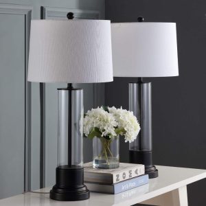 SAFAVIEH Jayse Classic 30.5 in. H Table Lamp, Copper/White, Set of 2