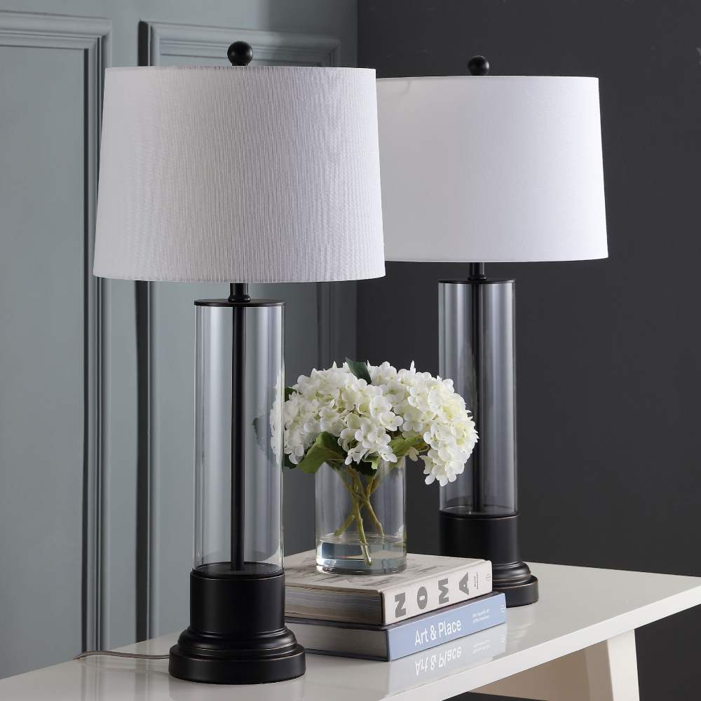 SAFAVIEH Jayse Classic 30.5 in. H Table Lamp, Copper/White, Set of 2