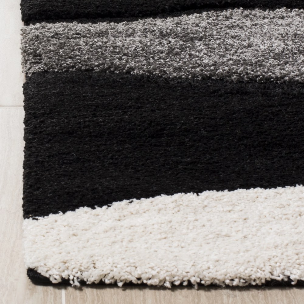 SAFAVIEH Florida Tyler Geometric Waves Shag Area Rug, Grey/Black, 5'3" x 7'6" - Image 5