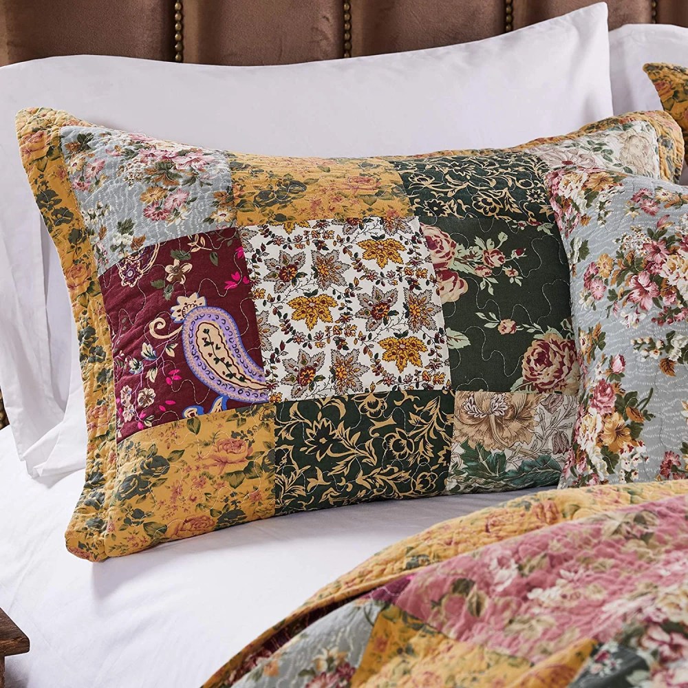 Greenland Home Fashions Antique Chic 100 Cotton Authentic Patchwork Bedspread Set, 3-Piece King/Cal King - Image 4