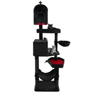 Infans Gothic Cat Tree for Indoor Cats Extra Large Cat Tower w/2 Cat Condos Coffin Bed